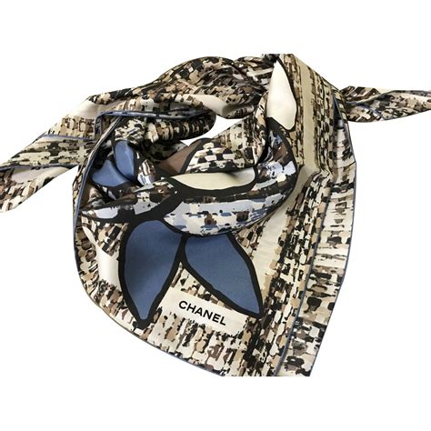 chanel brown silk scarf|chanel ready to wear scarf.